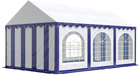 4x6 mTendone per feste PREMIUM PVC blu-bianco 100% impermeabile Gazebo da giardino Tendone da esterno Tenda party