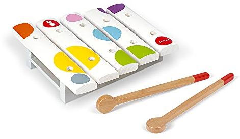 Janod - Mini Xilofono Coriandoli (Legno), Strumento Musicale per Bambini, Giocattolo Di Imitazione e Risveglio Musicale - Da 1 Anno in su, J07603