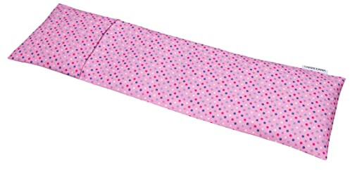 Saco térmico cervical de semillas de trigo y eucalipto con funda lavable 50x16cm (motitas rosa)