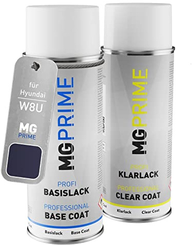 MG PRIME Billack Spray can set för Hyundai W8U Dark Blue Metallic/Ocean View Base coat klarlack spray can 400ml