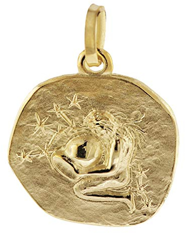 Trendor Sternzeichen Anhänger Wassermann 585 Gold 16 mm Tierkreiszeichen für Damen, Herren und Kinder, Echtgold