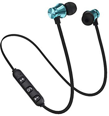 Jasminelady, cuffie Bluetooth senza fili, cuffie sportive, design magnetico, suono stereo HD, auricolari wireless con microfono a cancellazione del rumore, per corsa, jogging, palestra, plastica, Blu