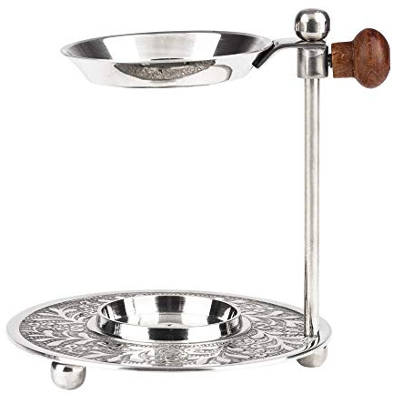 Bitto Weihrauchbrenner TARUT Silbern, Messing vernickelt mit Pfanne, Höhe 11,5 cm, Ø 10 cm, Ø der Pfanne 6 cm