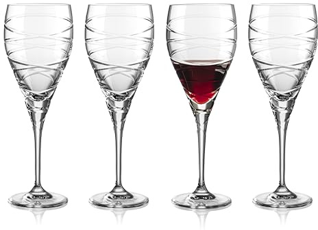 DIAMANTE Hand Cut Jasper Premium 24% Lead Crystal Wine Glasses Set of 4