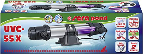 Sera Pond UVC-55X | Clarificateur UVC Bassin | Élimine algues flottantes et pathogènes | Acier INOX Durable | Lampe UVC Longue durée | Eau Claire et biologiquement Saine