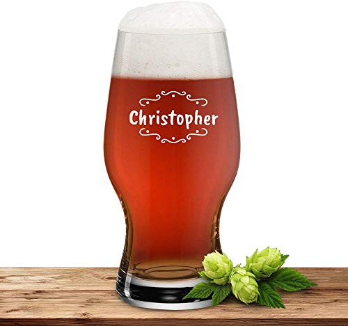 Deitert Bierglas mit Name oder Wunschtext, Leonardo Pilsglas 0,33l inkl. Gravur, individuelles Geschenk, personalisierter Bierbecher, Motiv Verzierung02