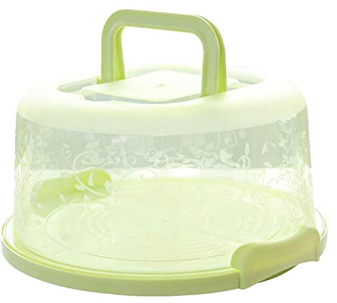 Scatole per torta, Contenitori per Torte in Plastica, manico Contenitore per torta portatile Conservazione del cibo Porta per torta trasparente Cupola per torta con coperchio Contenitore (verde)