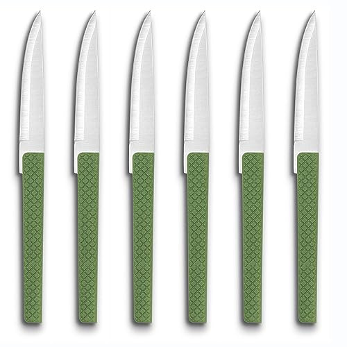 Comas Willow 3112 - Set Di 6 Coltelli Da Carne Con Manico Strutturato, in Acciaio Inox, ABS, 22, Colore:, Green, Verde, Cm