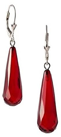 Örhänge ädel rödaktig bärnsten droppar S i sterlingsilver 925, örhängen damer, äkta röd bärnsten, Amber, Röd bärnsten
