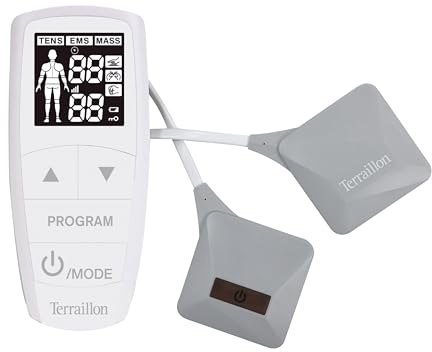 Terraillon Electrostimulation 3 en 1 (EMS/TENS/MASS) TRIO CARE PLUS - 14 Prog - 60 Niveaux - Ecran LCD - 2 Electrodes Sans Fils