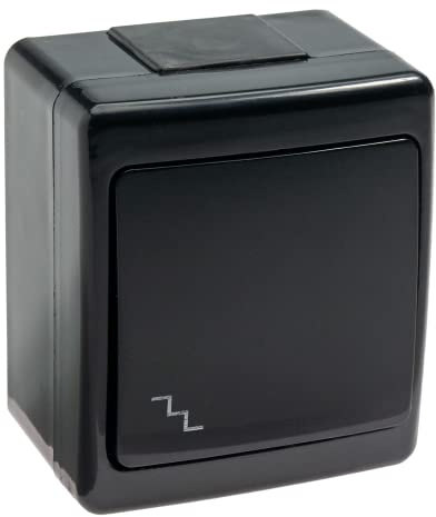asvendo Aufputzserie/Lichtschalter/Doppelschalter/Steckdose 1-fach / 2-fach / 3-fach/IP 44 / feuchtraumgeeignet/schwarz (Wechselschalter)