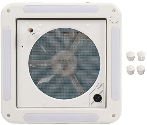 Ventilateur de So sur le toit pour ventilateur de So sur le toit du ventilateur d'échappement RV 12 V 360 x 360 mm 10 Lames Sortie D'entrée D'air à Double Mode 4 Lumière LED pour Remorque Camp