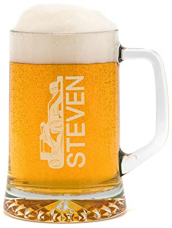Personalised Engraved Race Car Beer Tankard | Formula 1 Beer Glass For Dad Grandad | F1 Gifts for Him | Birthday Gift For Men | Secret Santa Gift Idea
