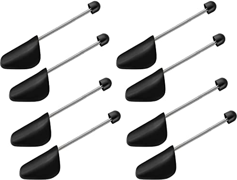 4 paia di scarpe in plastica nera albero barella shaper scarpe da uomo portatili supporto scarpe regolabile supporto a molla shaper per mantenere le scarpe in forma