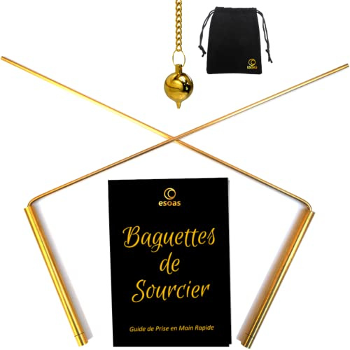 Baguettes DE SOURCIER, Fabrication Artisanale Française, avec Pendule Divinatoire, Nouvelle Version 2023, Idéal Professionnel Radiesthésie & Géobiologie, Laiton (Cuivre/Zinc) Garantie A Vie