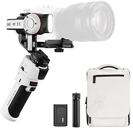 ZHIYUN Crane M3S Combo [Official] Stabilisateur Appareil Photo à 3 Axes avec Lumière d'appoint, Clip Smartphone, Sac à Dos, Trépied, Gimbal Caméra pour Action Camera, Appareil Photo Compact, ect