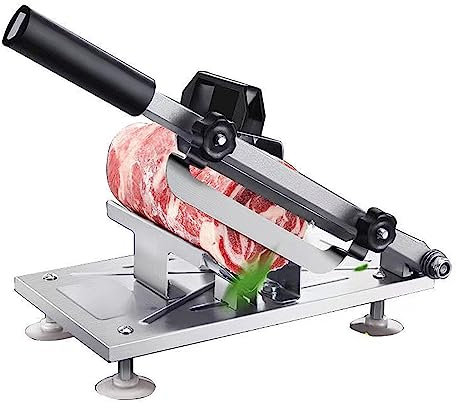 HUHJYUGE Manual Frozen Meat Slicer, Stainless Steel Meat Cutter Beef Mutton Roll Adjustable Thickness, Food Slicer Slicing Machine Multifunctional, for Hot Pot Shabu Shabu Korean Bbq