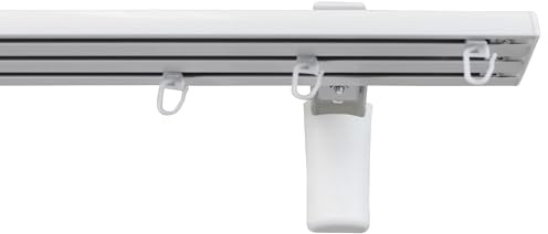Garesa Gardinenschiene Flächenvorhangschiene Smart, 3-läufig, Weiß I Alu Vorhangschiene inkl. Gleiter I Wandmontage I Auch für schwere Vorhänge I 130cm