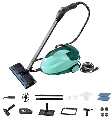 Comforday Multipurpose Steam Cleaner with 17 Piece Accessories, steamer for stain removing with 1.5L Tank and 9.8 FT Cord, Steamer for Cleaning Floors, Kitchen, Windows, Ovens, Cars, and more