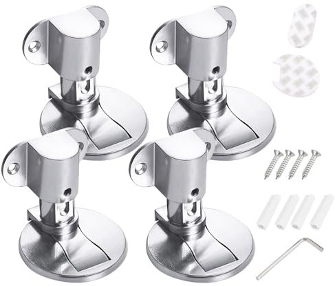 Unsichtbare Magnetisch Türstopper, Verstellbarer Türstopper Bodenmontage mit Schrauben und Klebstoffen, Ohne Bohren, 4er Pack Silber