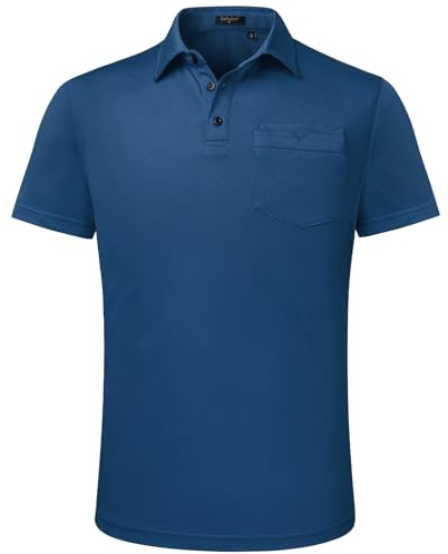 Enlision Poloshirt Herren Kurzarm Dunkelblau Polohemd mit Brusttasche Einfarbig Golf Activewear Poloshirts Casual Sommer Polo T-Shirt Männer Regular Fit M