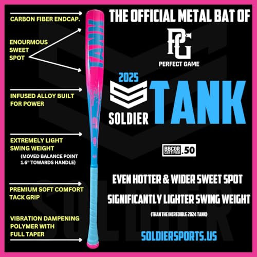 2025 Soldier Tank BBCOR Baseballschläger 33/30 | 83,8 cm | 1 Stück Legierung | (-3) | 2 5/8 Zoll Barrel