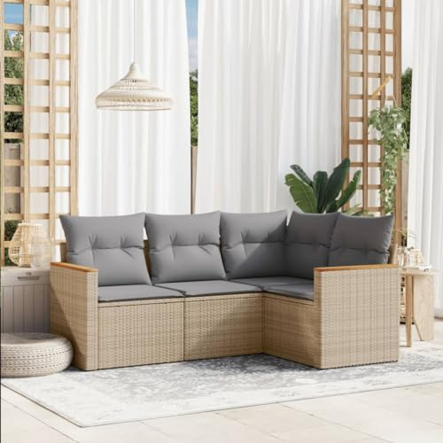 Festnight Balkon Ecklounge mit Stauraum Gartenlounge Klein Balkon Lounge Rattan Sofa Garten Lounge Sofa Outdoor Sitzecke Balkon Loungemöbel Gartensofa Ecksofa Balkonmöbel Rattansofa Couch