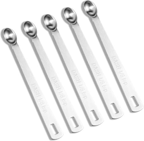 lusofie 5 Pcs 1/8 Teaspoon Measuring Spoons Mini Spoons Stainless Steel Measuring Spoons for Kitchen Cooking Spoon Coffee Spoon (Silver)