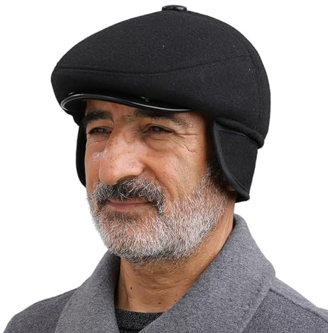 Herren Winter Schiebermütze mit Ohrenklappen Warme Newsboy Flatcap Gatsby Schirmmütze Baskenmützen Winddicht Wollmischung Ivy Caps Winter Schirmmütze Fahrermütze Jagd Flat Hats Duckbill Cap für Ältere