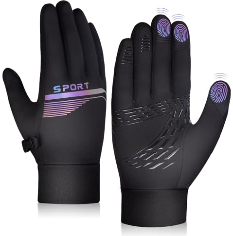 Warme Winterhandschuhe Thermo Sporthandschuhe Winddicht - Touchscreen Laufhandschuhe Rutschfest Radsporthandschuhe Herren Handschuhe UltraLight Damen Fahrradhandschuhe mit Fleece-Futter zum Wandern