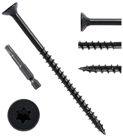 Dayalo Torx Lot de 50 vis à bois - 4,8 x 100 mm - Pour panneaux d'aggloméré - Vis à bois noires - Vis à tête fraisée pour bois - Vis universelles - Filetage partiel - Avec embout