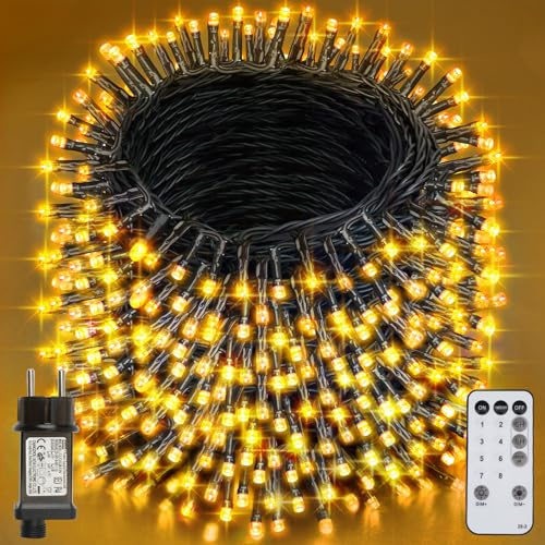 LED Lichterkette Innen Außen, 800LEDs & 96M Lichterkette Weihnachtsbaum, 8 Modi IP44 Wasserdicht Fairy Lights mit Fernbedienung & Timer, für Weihnachten, Garten, Party, Hochzeit - Warmweiß