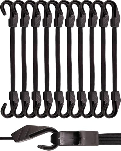 BINCKIN Expander mit Haken 30 cm, 10 Stück Spanngummi mit Haken, Gummispanner mit Haken, Planenspanner mit Haken Kurz, Spannseil für Poolabdeckung, Planen, Netze, Banner, Camping, Schwarz