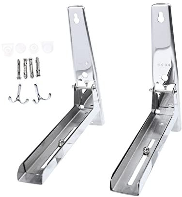 Zerodeko Microwave Bracket Stainless Steel Foldable Wall-Mounted Oven Rack Retractable Oven Bracket Hooks