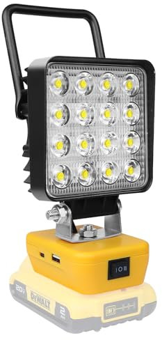 RIGIDON Lampada da Lavoro Portatile per Batteria Dewalt 18V, 4 pollici 48W Faro LED Ricaricabile, Luce da lavoro Faretto Led per Campeggio, Lavoro, Pesca, Cantiere, Emergenza (Senza Batteria)
