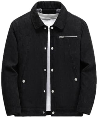 NITRY Jacke Herren Casual Mode Übergangsjacke Herren Klassisch Trend All-Match Langarm Jacke Herren Jugend Persönlichkeit Vintage Outdoorjacke Herren H-Black 4XL