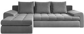 Kaiser Möbel - Ecksofa mit Schlaffunktion und Bettkasten, Eckcouch L Form Schlafsofa, Sofa 3-sitzer, Metallfüße, Wohnlandschaft, Bequemes Couch mit Ottomane für Wohnzimmer, TOMI, Grau, Links