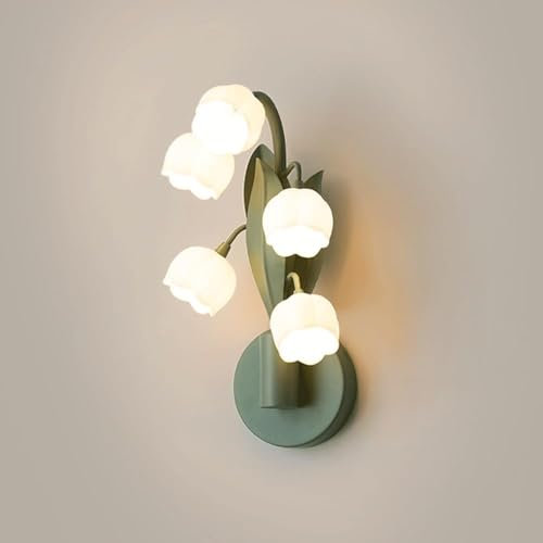 Aplique de Pared de 5 Luces con diseño de Flores de Cristal Verde para Pasillo con diseño de Granja lechera, lámpara de Montaje Moderna Vintage para Sala de Estar