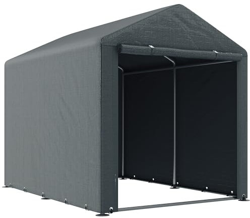 DecHome - Tenda garage, Capanno attrezzi da giardino, in Acciaio e Tessuto, 160L x 218P x 172A cm, colore Grigio Scuro