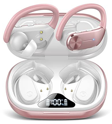 Cuffie Bluetooth Sport, Auricolari Bluetooth 5.3 con 68 Ore HiFi Stereo Cuffie Wireless con 4 ENC Mic, Cancellazione Rumore, IP8 Impermeabile Cuffiette, Cuffie Senza Fili per Running/Palestra