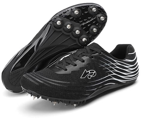 sekiueo Zapatillas De Atletismo con Clavos Profesionales para Hombre Y Mujer Zapatillas De Carreras De Velocidad Y Salto,Negro,43 EU