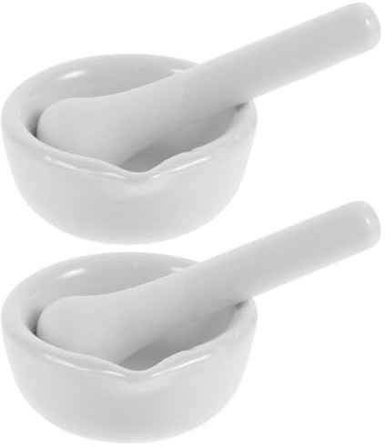VICASKY Porzellan Mörser Mit Stößel Klein Medizin Stampfer Für Medikamente Mahlschüssel Für Gewürze Und Knoblauch 2 Sets 7.50 X 7.00 X 3.50 cm Küche Und Labor