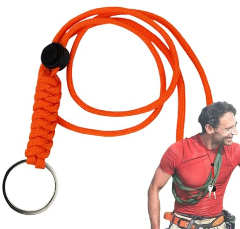 pracord Lanière porte-clés – Cordon réglable tissé à la main | Lanard tressé robuste pour activités de plein air, adultes, âges, Orange, Refer to description