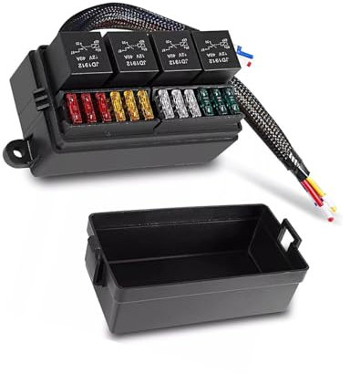 12 V-24 V relè fusibili blocco 4 relè precablato 12 fusibili alloggiamento ABS per camion auto sistemi elettrici blocco di installazione semplice per interruzioni auto