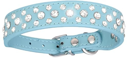 Gnistrande hundhalsband, tillverkat av PU-läder med tre rader | för hundar och katter, justerbart vackert husdjursutseende små katter, se beskrivning, Se beskrivning, Se beskrivning