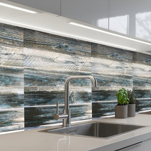 KitchenYeah© Credence Cuisine Sur Mesure 60x250 cm Plaque Adhesive Murale Panneau Decoratif Interieur Peel And Stick Mural Protection Mur Vintage - Motif - Bois