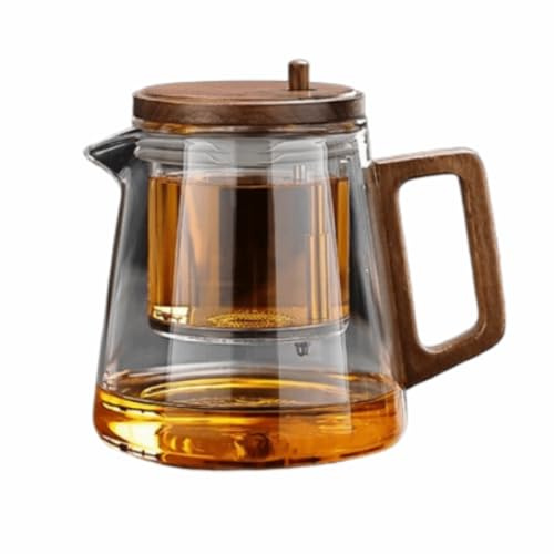 Tea Pot with Infuser, Glass Teapot for Loose Tea, Camping, Travel(Style 2 Clear)