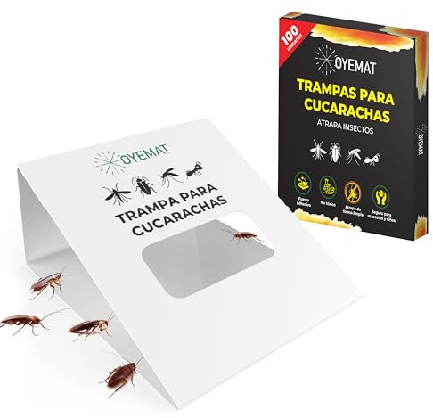 OYEMAT 100 Trampas para Cucarachas - Trampa sin Veneno ni Insecticidas Seguras para Niños y Mascotas - Uso Profesional y Doméstico - Control Eficaz de Cucarachas en Casa – Adhesivo Eficaz y Duradero