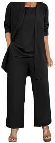Chándal para mujer elegante conjunto de 3 piezas de algodón con chaqueta de transición con chaleco y pantalón de pierna ancha tallas grandes traje de negocios para mujer cómodo informal traje de casa
