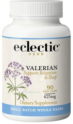 Eclectic Herb - Valerian Capsules | Natural Relaxation + Sleep Support | Herbal Supplement | Vegan, Non-GMO, Gluten Free, Freeze-Dried (90 CT | 425 mg)